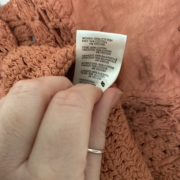 NWT Free People Megan Coral Sand crocheted cotton tunic top - Picture 10 of 12